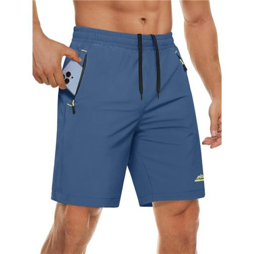 MAGCOMSEN Mens Running Shorts Quick Dry Gym Workout Hiking Zip Pocket 9 Inch